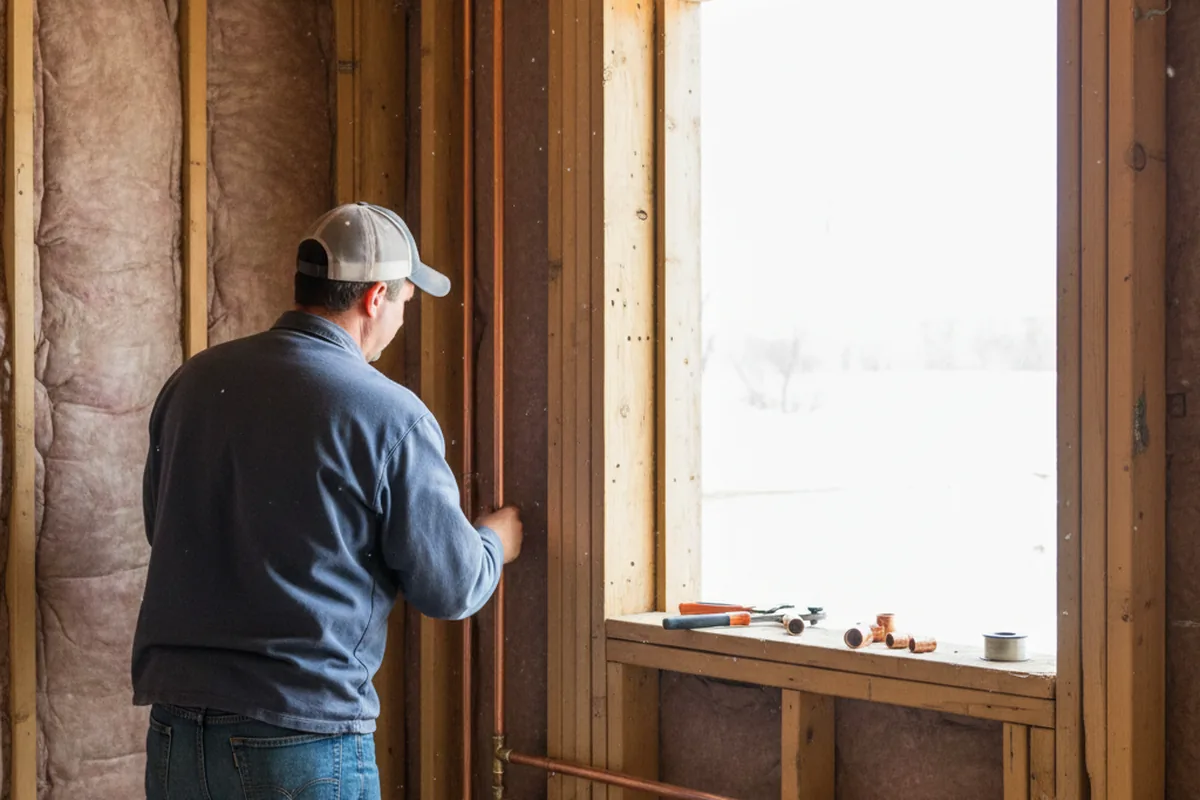 Licensed plumber running new copper supply lines in a Dodge home